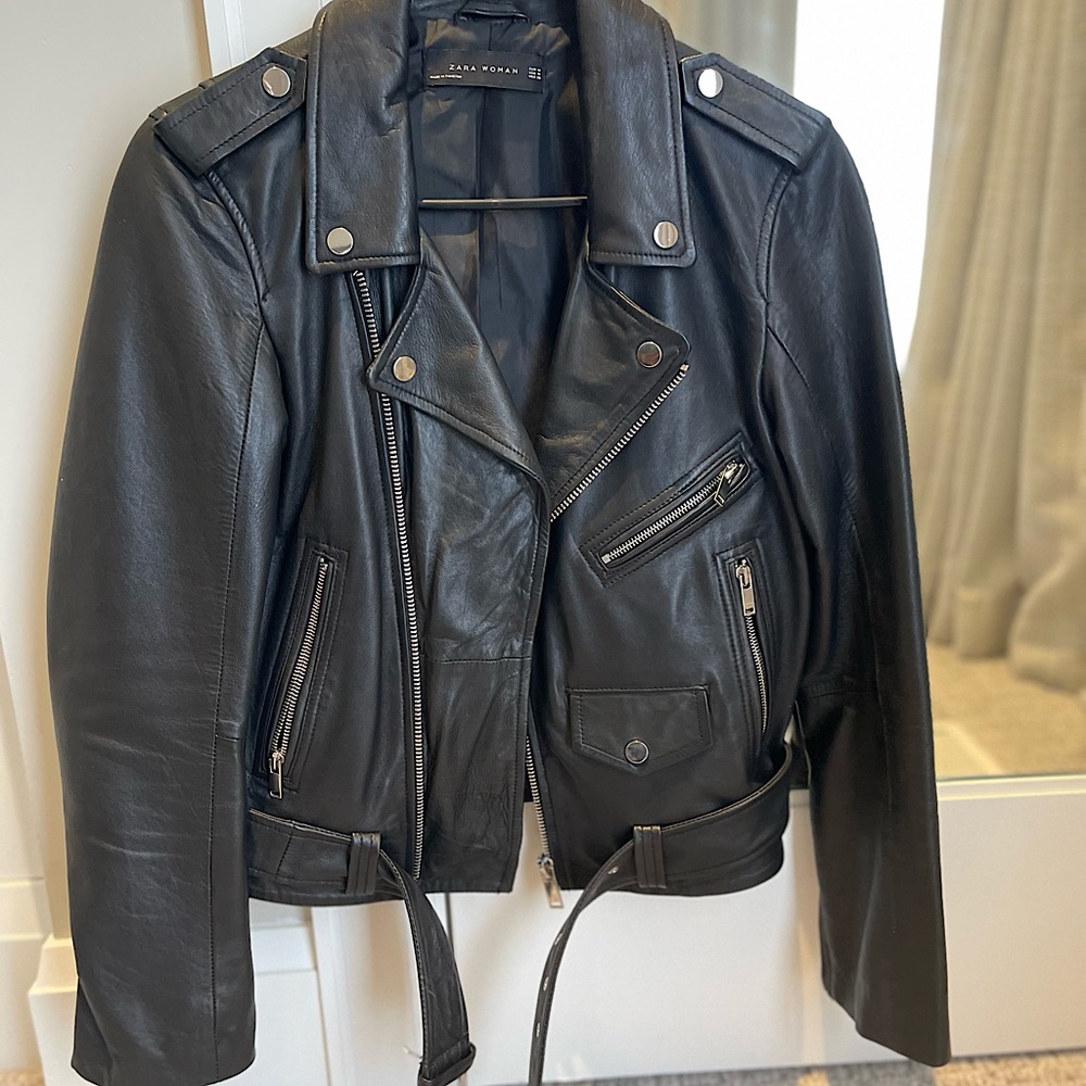 Zara Women leather biker jacket